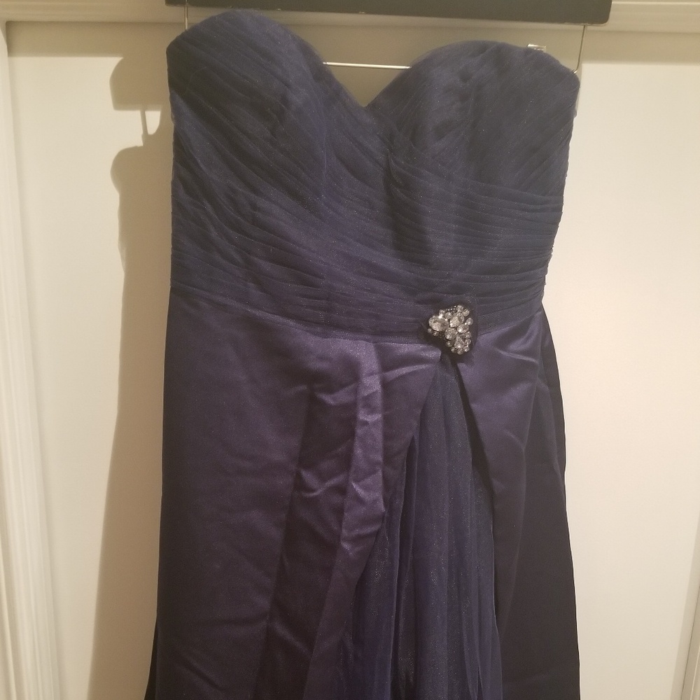 Floor length navy gown